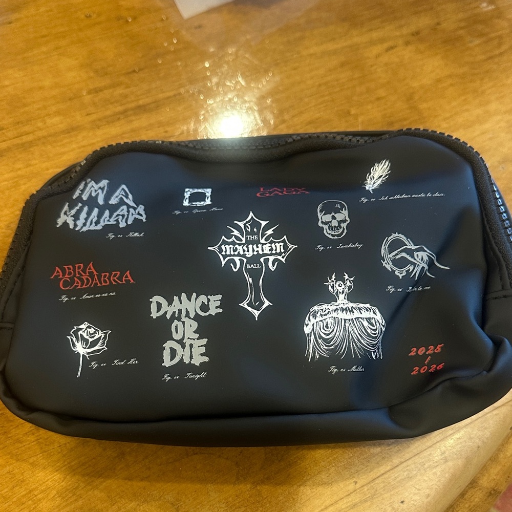 Lady Gaga The Chromatica/Mayhem Ball Black Logo Makeup Pouch - Picture 3 of 5